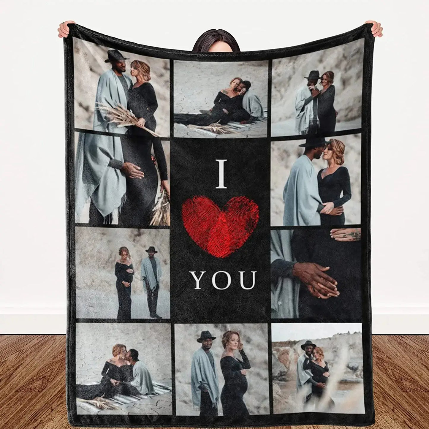 Custom Photo Collage Blanket – Personalized Throw with Pictures & Text – Perfect Gift for Christmas, Birthdays & More