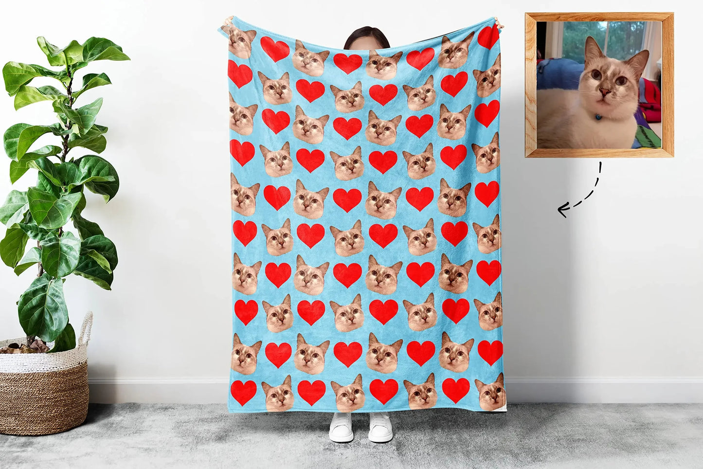 Personalized Pet Photo Blanket – Custom Dog Face Throw with Text – Unique Gift for Pet Lovers & Friends