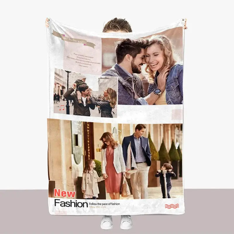 Valentine's Day Special Custom Blanket – Personalized Photo Collage & Text Throw – Romantic Gift for Loved Ones