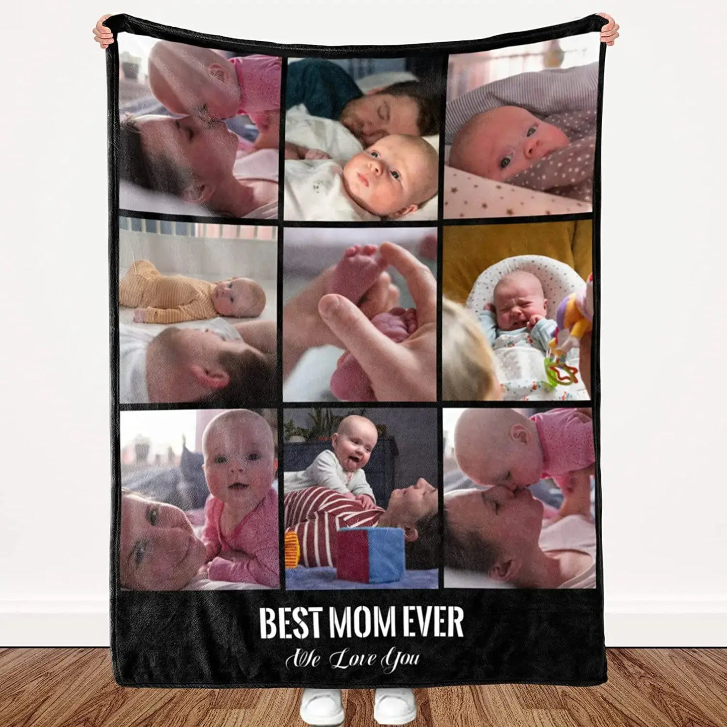 Personalized Family Photo Collage Blanket – Custom Picture & Text Throw – Heartfelt Gift for Valentine's Day, Christmas & Birthdays