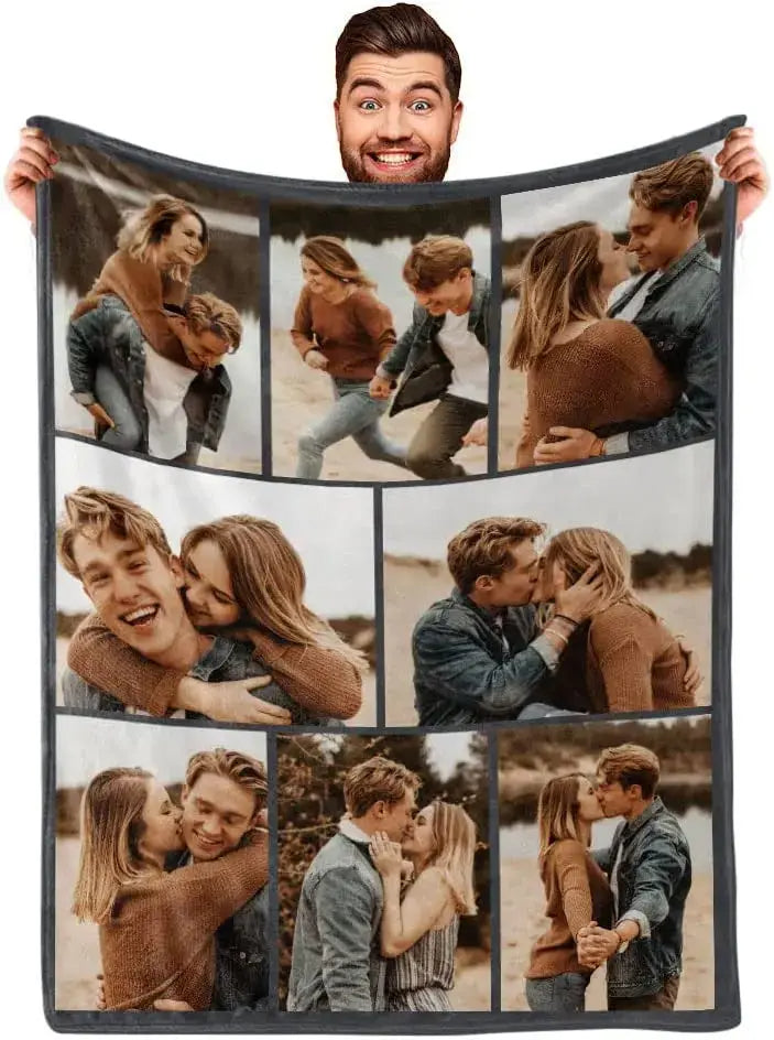 Personalized Family Photo Collage Blanket – Custom Picture & Text Throw – Heartfelt Gift for Valentine's Day, Christmas & Birthdays (Copy)