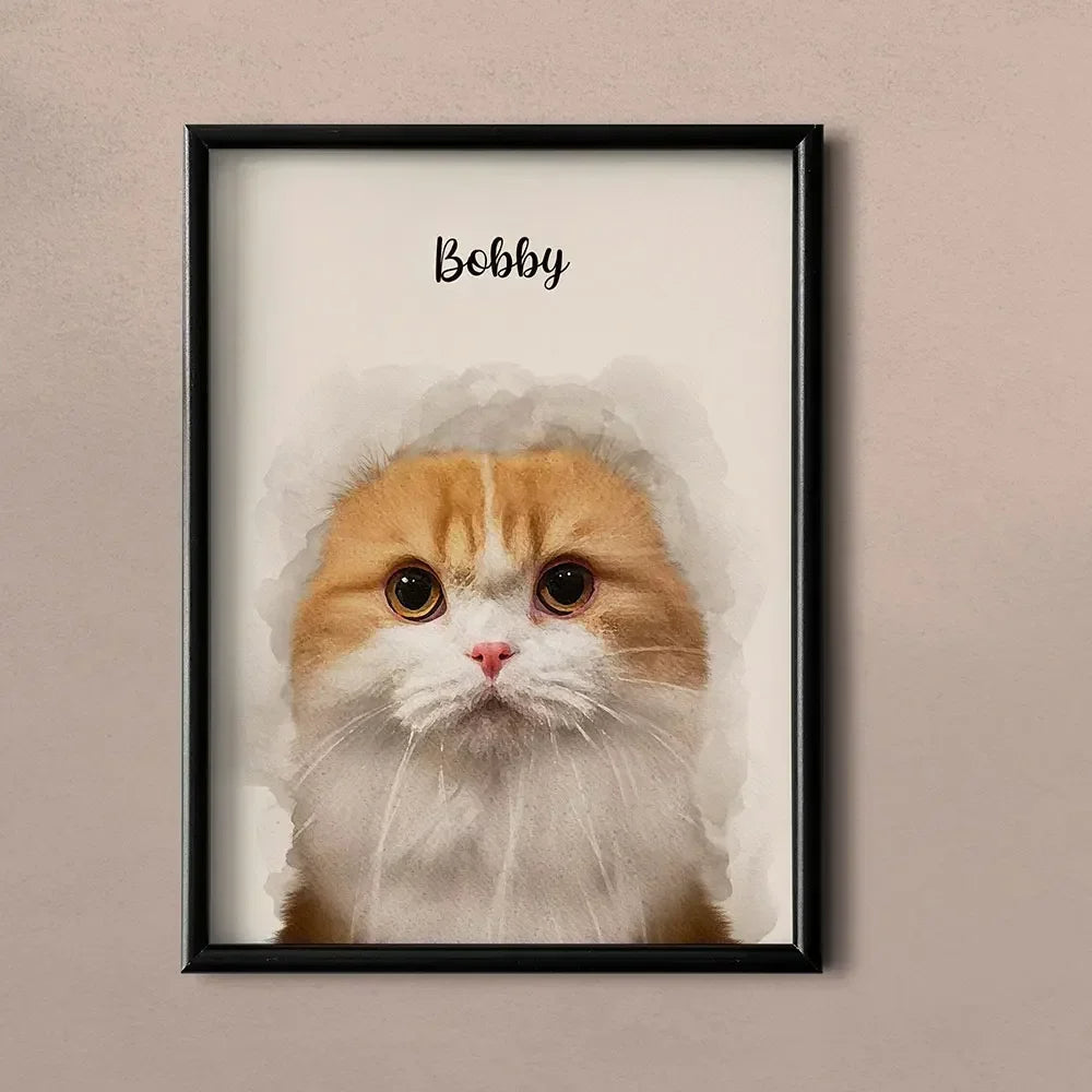 Custom Pet Portrait Poster – Personalized Dog or Cat Canvas Print – Christmas Gift & Wall Art for Animal Lovers