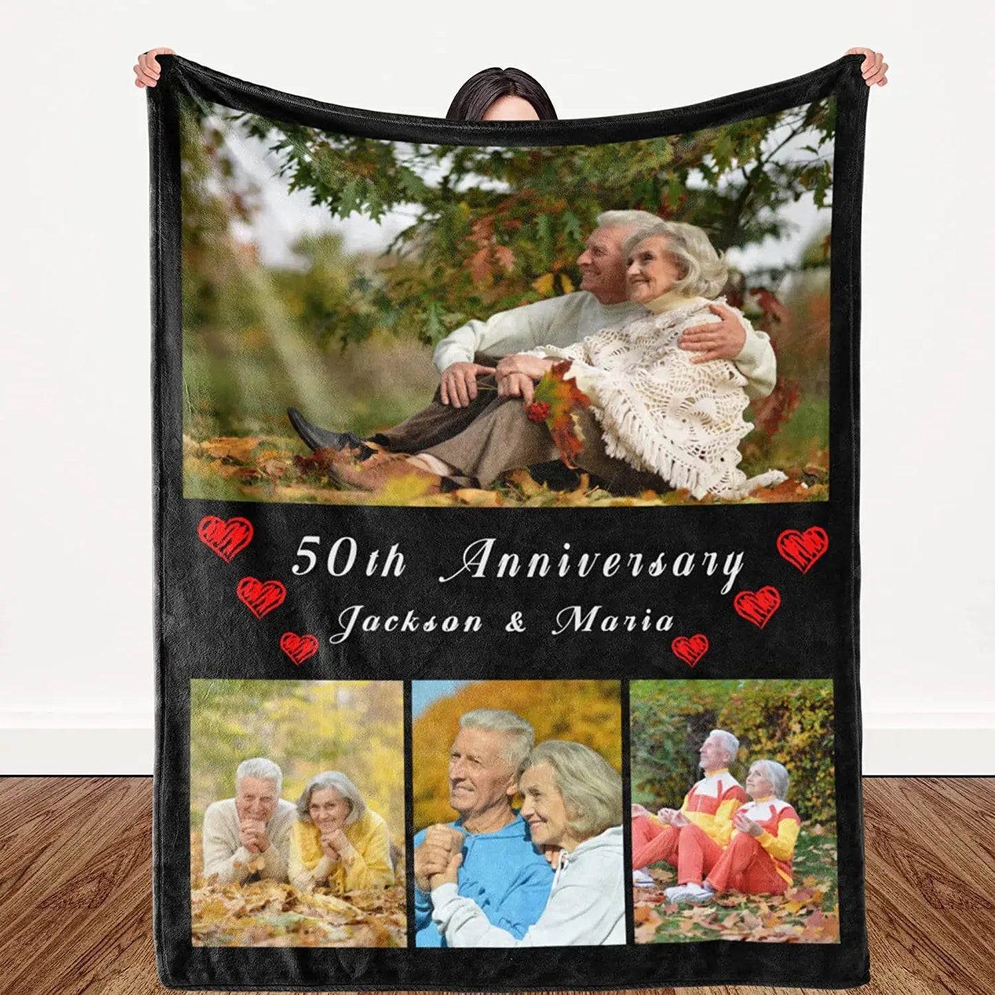Custom Photo Collage Blanket – Personalized Throw with Pictures & Text – Perfect Gift for Christmas, Birthdays & More