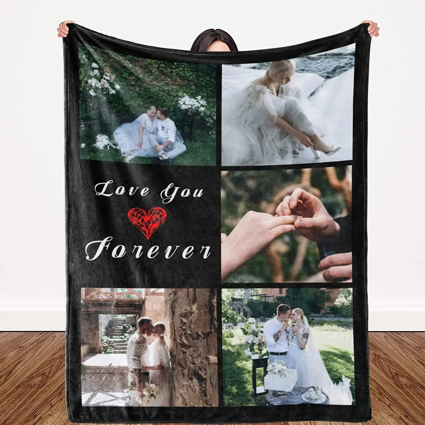 Custom Photo Collage Blanket – Personalized Throw with Pictures & Text – Perfect Gift for Christmas, Birthdays & More