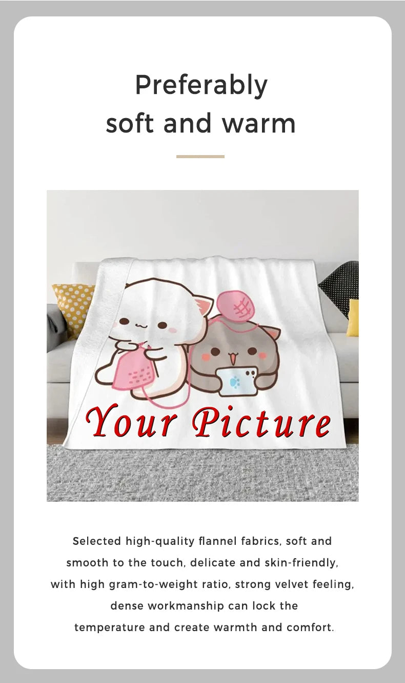 Custom Photo Blanket – Personalized Picture Collage Throw with Text – Perfect Family, Holiday & Memory Gift