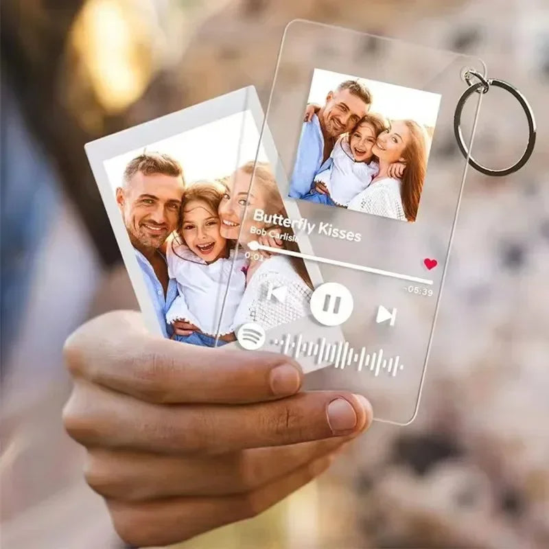 Personalized Spotify Keychain – Custom Acrylic Music Plaque with Photo & Song – Unique Gift Keyring
