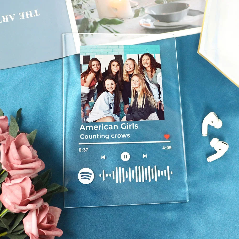 Personalized Spotify Keychain – Custom Acrylic Music Plaque with Photo & Song – Unique Gift Keyring