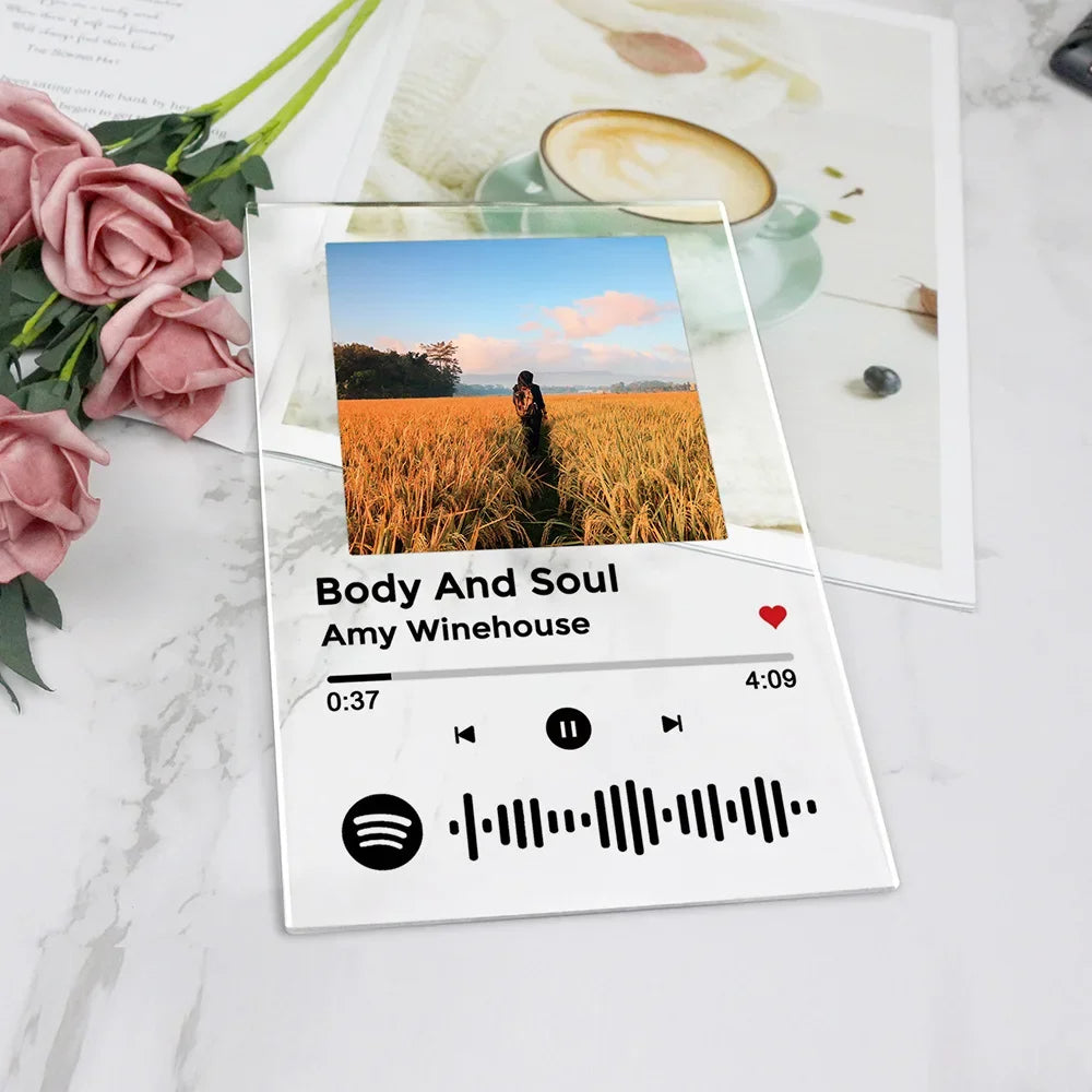 Personalized Spotify Keychain – Custom Acrylic Music Plaque with Photo & Song – Unique Gift Keyring