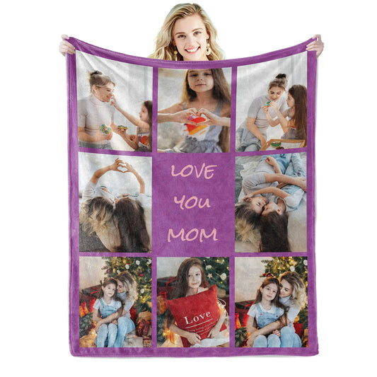 Personalized Family Photo Collage Blanket – Custom Picture & Text Throw – Heartfelt Gift for Valentine's Day, Christmas & Birthdays (Copy)