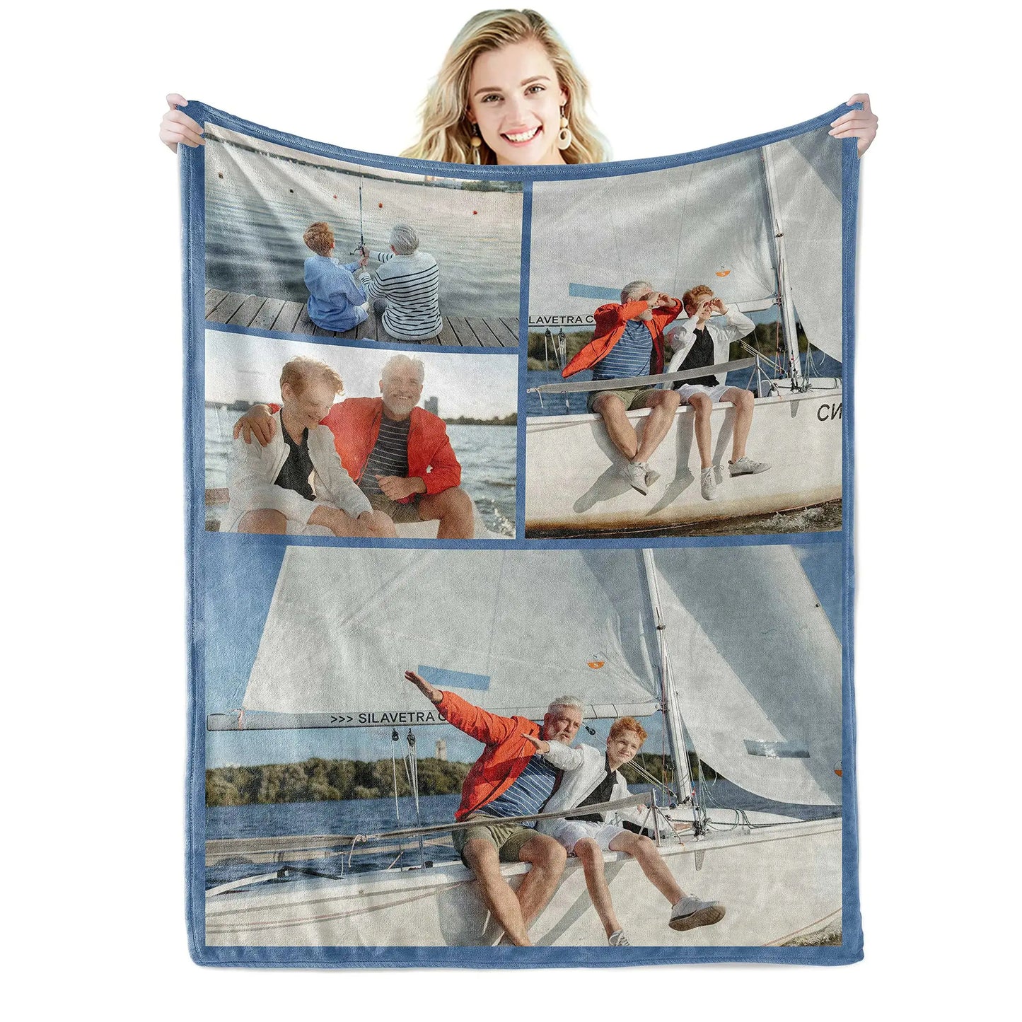 Valentine's Day Special Custom Blanket – Personalized Photo Collage & Text Throw – Romantic Gift for Loved Ones