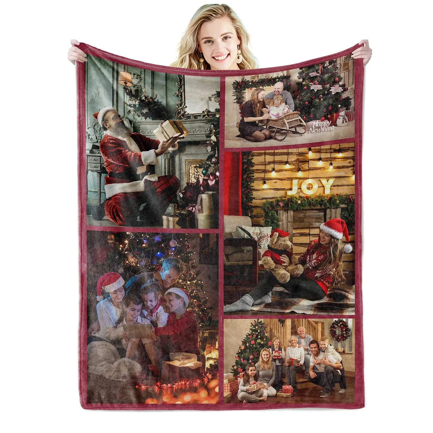 Personalized Family Photo Collage Blanket – Custom Picture & Text Throw – Heartfelt Gift for Valentine's Day, Christmas & Birthdays