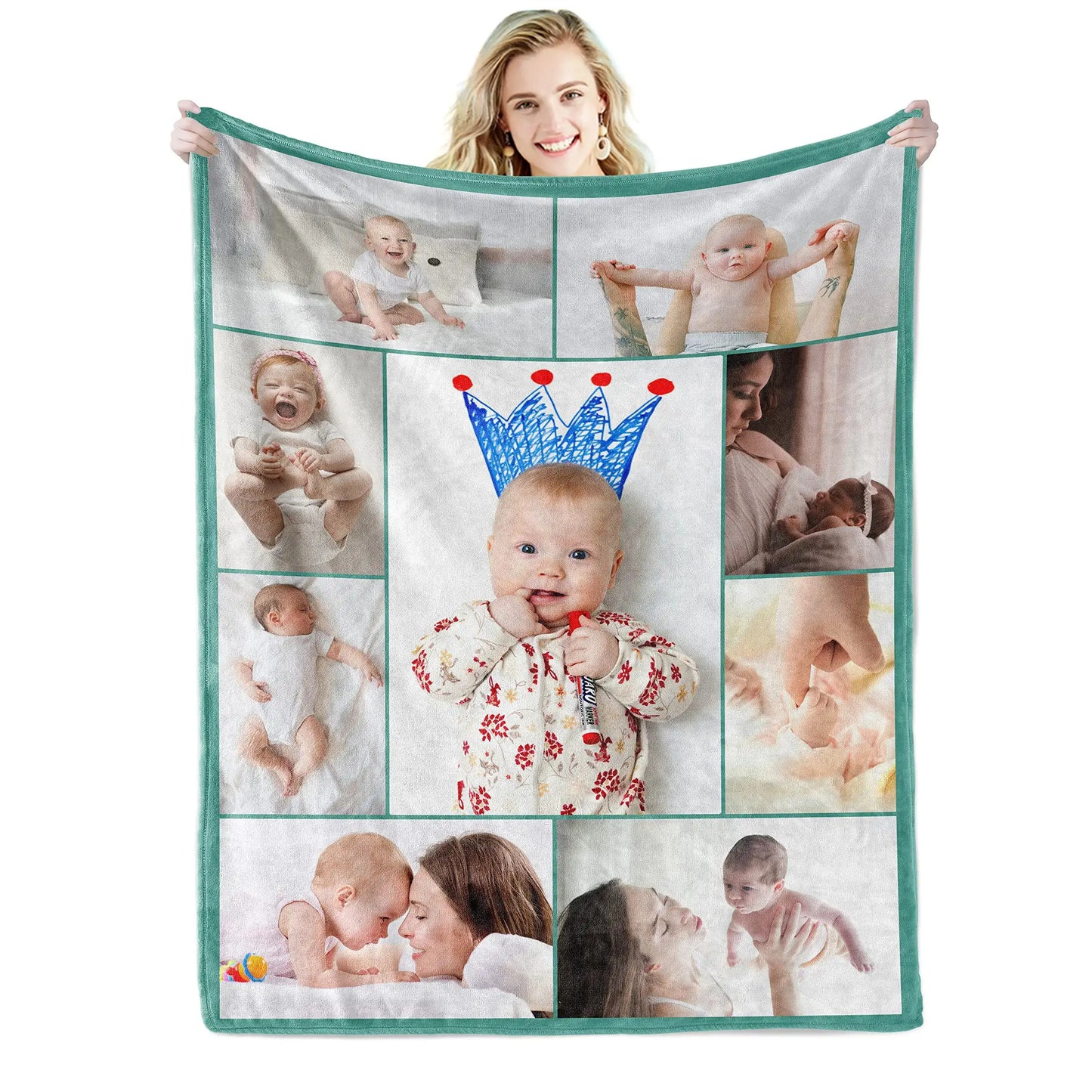 Custom Photo Collage Blanket – Personalized Throw with Pictures & Text – Perfect Gift for Christmas, Birthdays & More