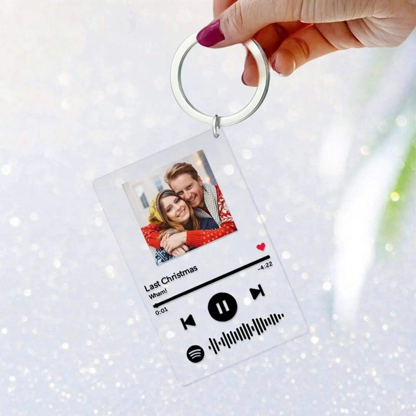 Personalized Spotify Keychain – Custom Acrylic Music Plaque with Photo & Song – Unique Gift Keyring
