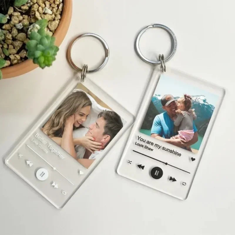 Personalized Spotify Keychain – Custom Acrylic Music Plaque with Photo & Song – Unique Gift Keyring
