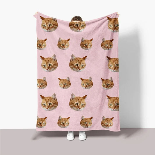 Personalized Pet Photo Blanket – Custom Dog Face Throw with Text – Unique Gift for Pet Lovers & Friends